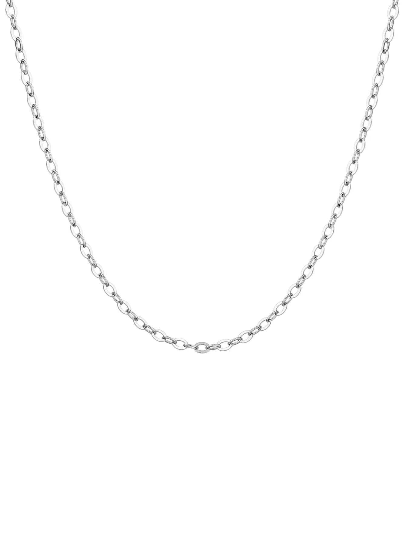 Thin anchor silver necklace with rhodium plating (45+5 cm)