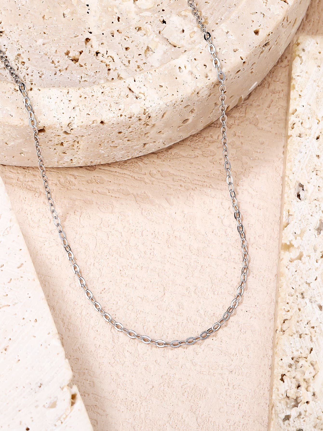 Thin hallmarked, rhodium-plated 925 sterling silver anchor chain necklace – lifestyle view – DRESCHER Jewellery®
