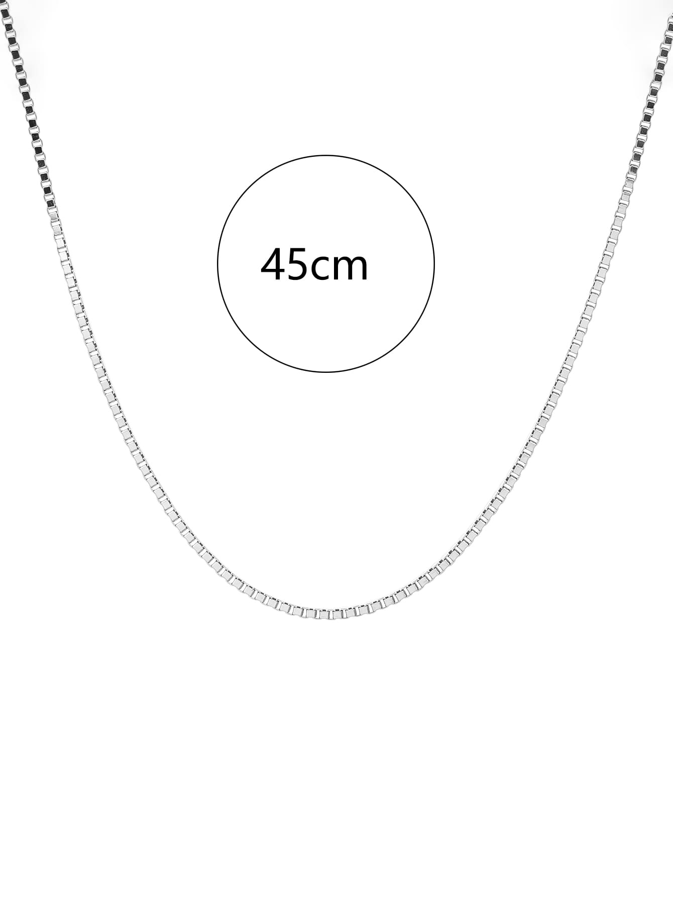 Thin cubic silver necklace (45 cm) in hallmarked, rhodium-plated 925 sterling silver – detail view – DRESCHER Jewellery®