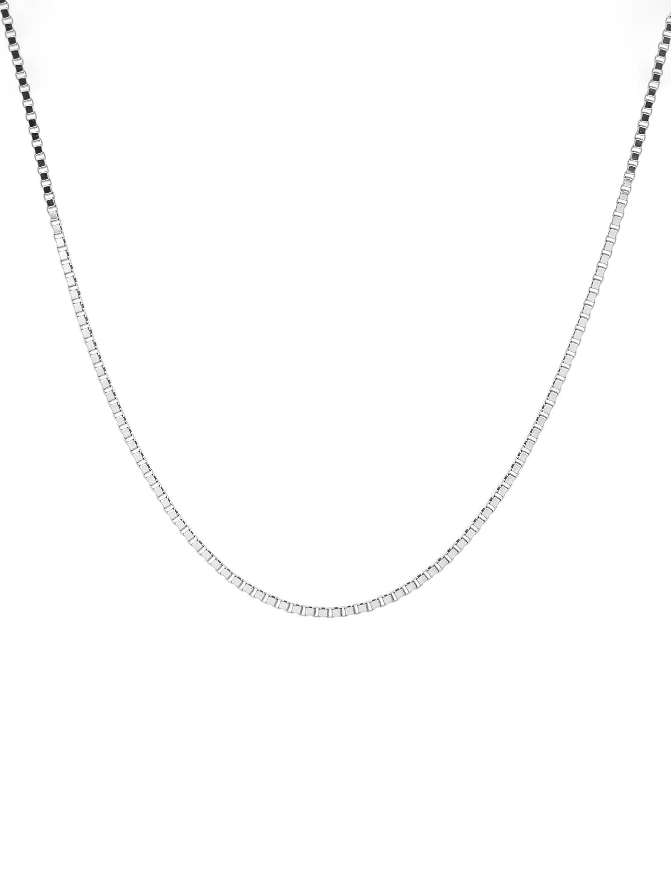 Thin cubic silver necklace, rhodium plated (45 cm)