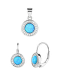 Light Blue Opal Jewel Set - AG 925 sterling silver, rhodium plated (without chain)