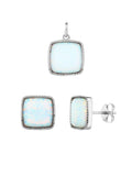 Light Blue Opal Jewel Set - AG 925 sterling silver, rhodium plated (without chain)