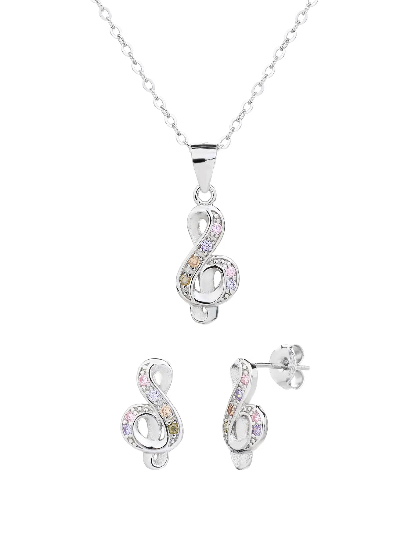 Colourful zirconia musical note motif set