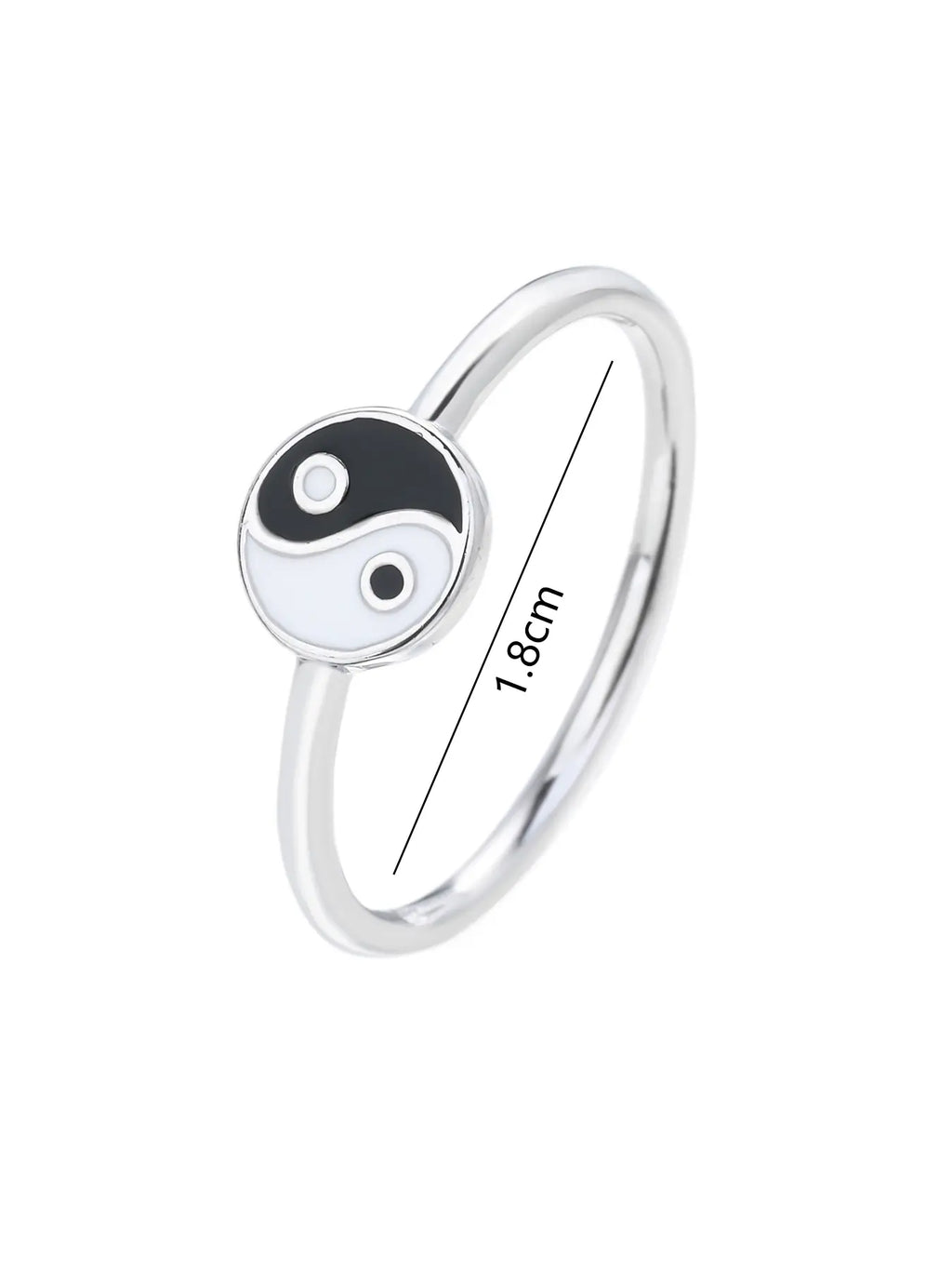 Silver ring with yin-yang symbol