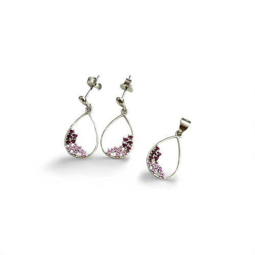 Pink Harmony Droplet Jeweled in hallmarked, rhodium-plated 925 sterling silver – alternate front view – DRESCHER Jewellery®