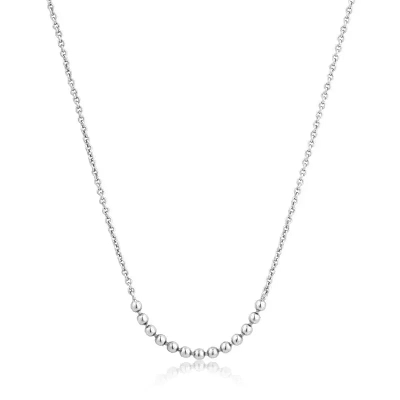 Ania Haie Modern silver necklace with tiny silver balls