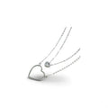 Double row silver necklace with heart pendant