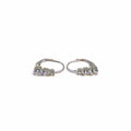 Silver 3 stone white patent closure earrings