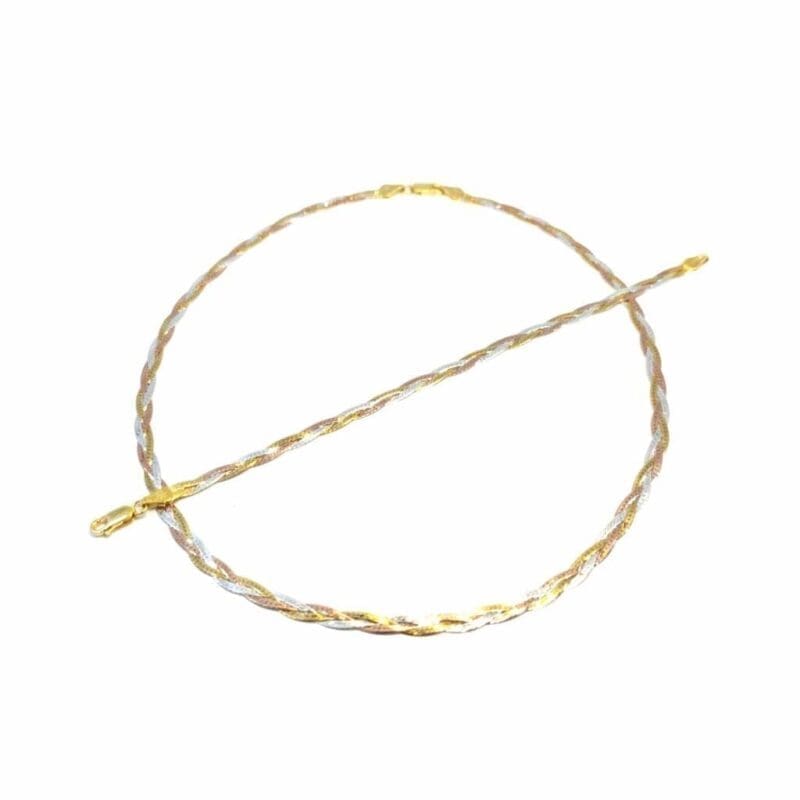 3 strand braided flat chain with bracelet /3 colours/ in hallmarked, rhodium-plated 925 sterling silver – alternate front view – DRESCHER Jewellery®