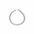 Silver 5 strand braided leaf anklet