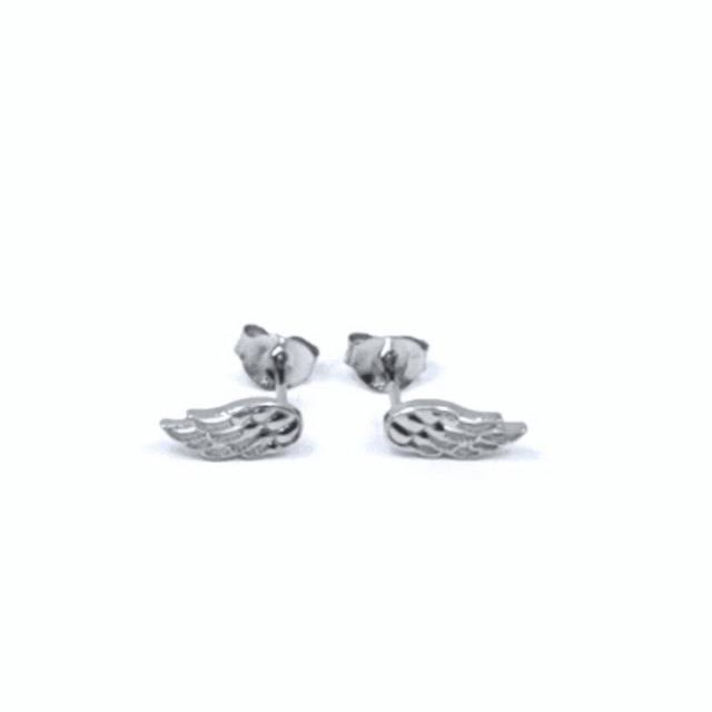 Silver angel wing earrings