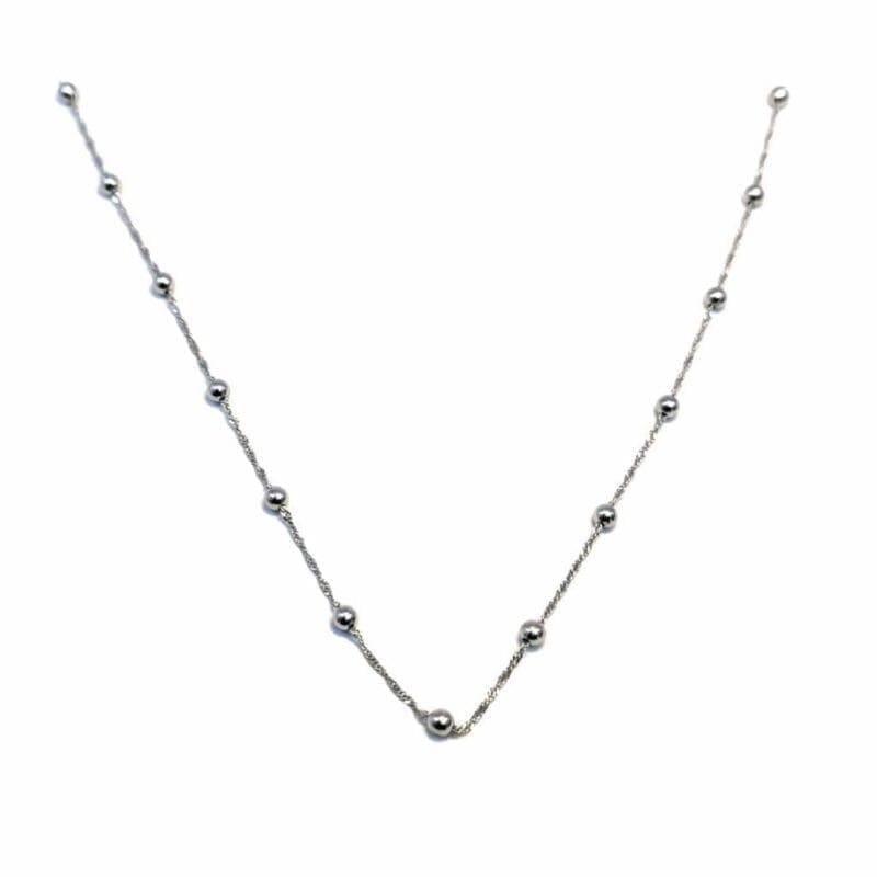 twisted berry chain 42 cm in hallmarked, rhodium-plated 925 sterling silver – front view – DRESCHER Jewellery®