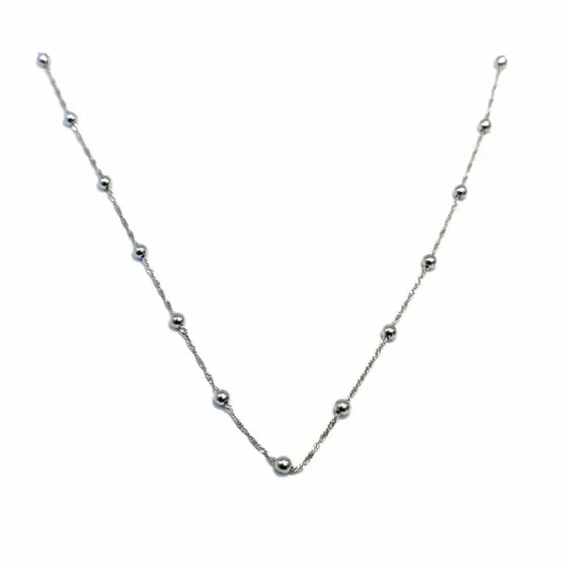 twisted berry chain 42 cm in hallmarked, rhodium-plated 925 sterling silver – front view – DRESCHER Jewellery®