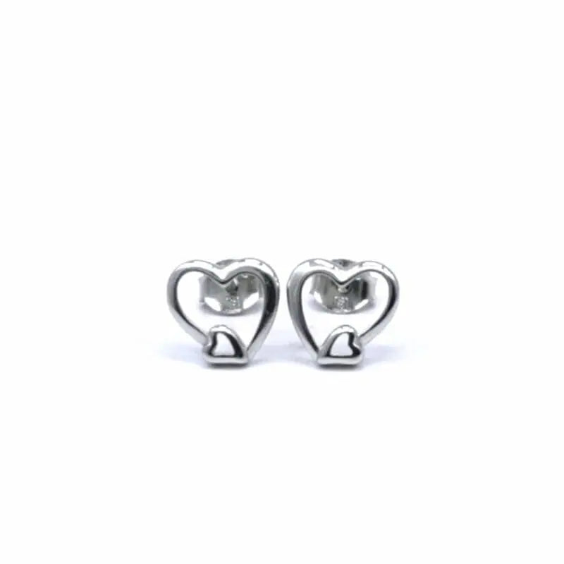 Silver double curve contour earrings