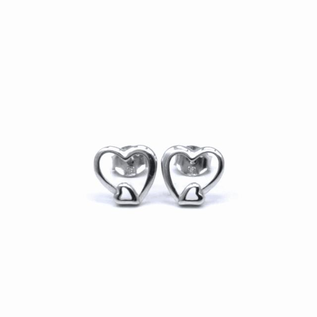 Silver double curve contour earrings