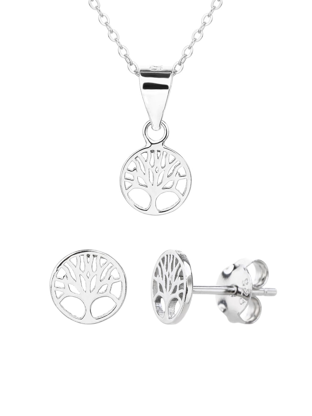 Tree of Life pendant and earring set (without chain) in hallmarked, rhodium-plated 925 sterling silver – component view – DRESCHER Jewellery®