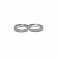 Silver white single row stone small hoop earrings