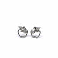 Silver white stone apple contour earrings