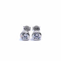 Silver white stone button earrings