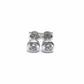 Silver white stone button earrings