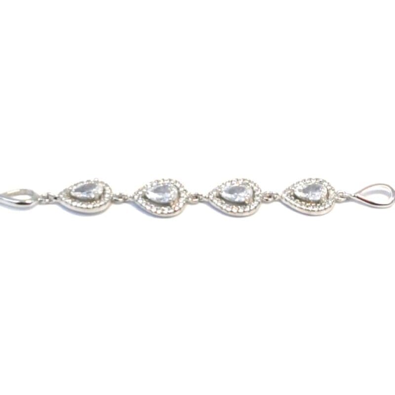 white stone drop bracelet with large stones in hallmarked, rhodium-plated 925 sterling silver – alternate front view – DRESCHER Jewellery®