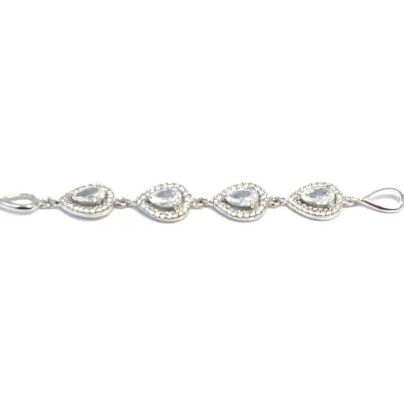 white stone drop bracelet with large stones in hallmarked, rhodium-plated 925 sterling silver – front view – DRESCHER Jewellery®