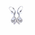 Silver white stone drop shaped dangle earrings /patent lock/