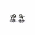 Silver white stone cherry earrings