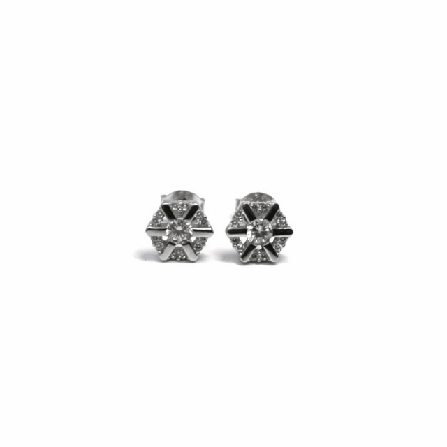 Silver white stone star earrings