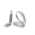 Silver white stone elegant single row patent closure earrings