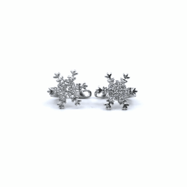 Silver white stone French clasp snowflake earrings with snowflake