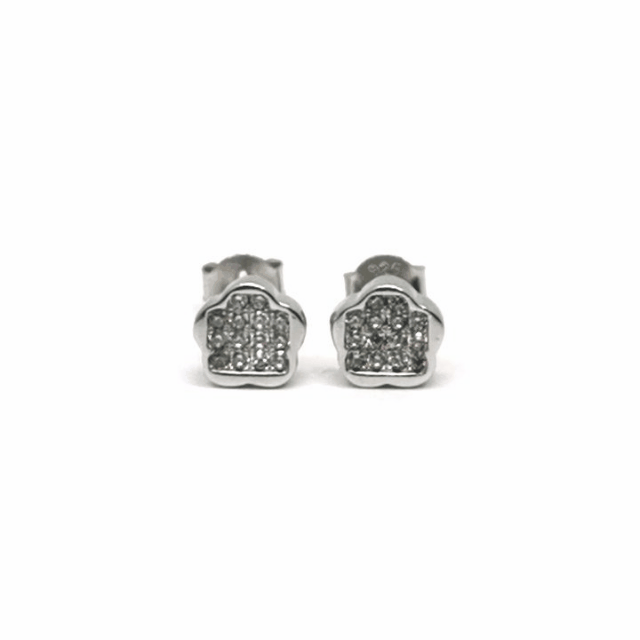 Silver white stone earrings