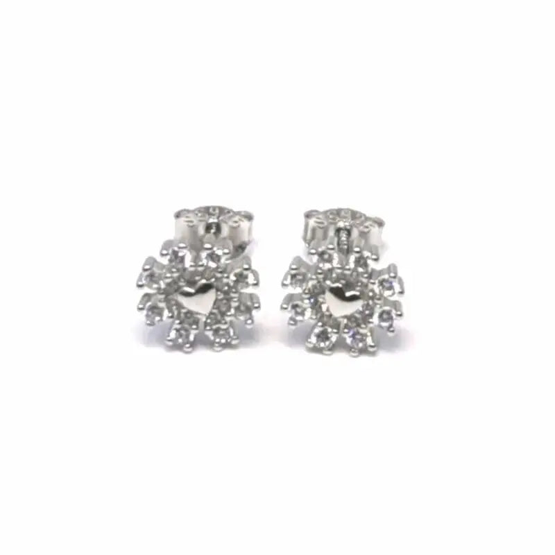 Silver white stone snowflake earrings