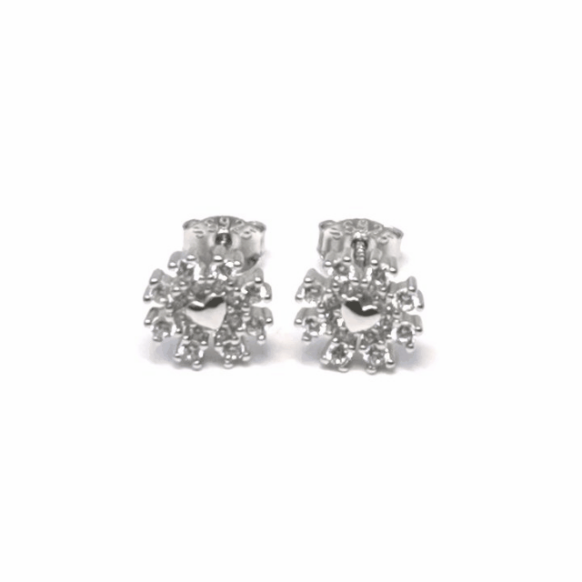 Silver white stone snowflake earrings