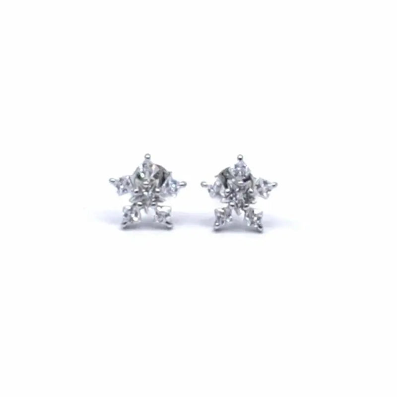 Silver white stone snowflake earrings