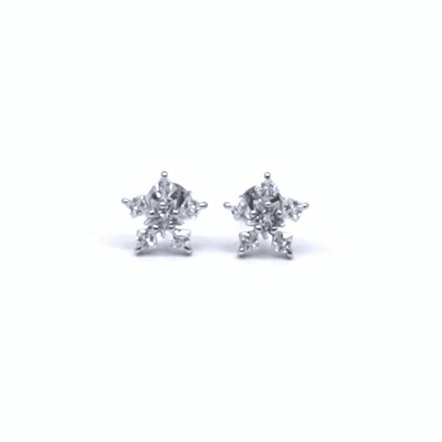 Silver white stone snowflake earrings
