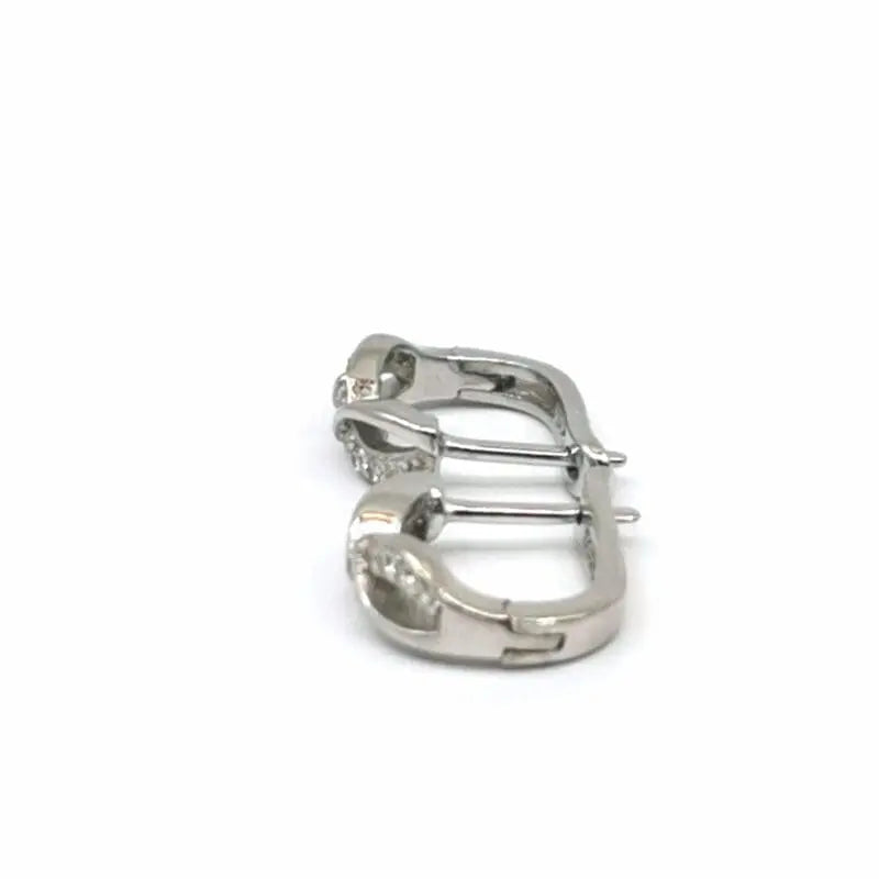 Silver white stone wavy earrings