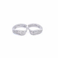 Silver white stone wavy small hoop earrings