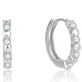 Silver white stone hoop earrings