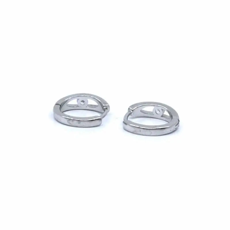 Silver white stone small hoop earrings