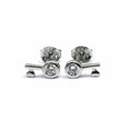 Silver white stone key earrings