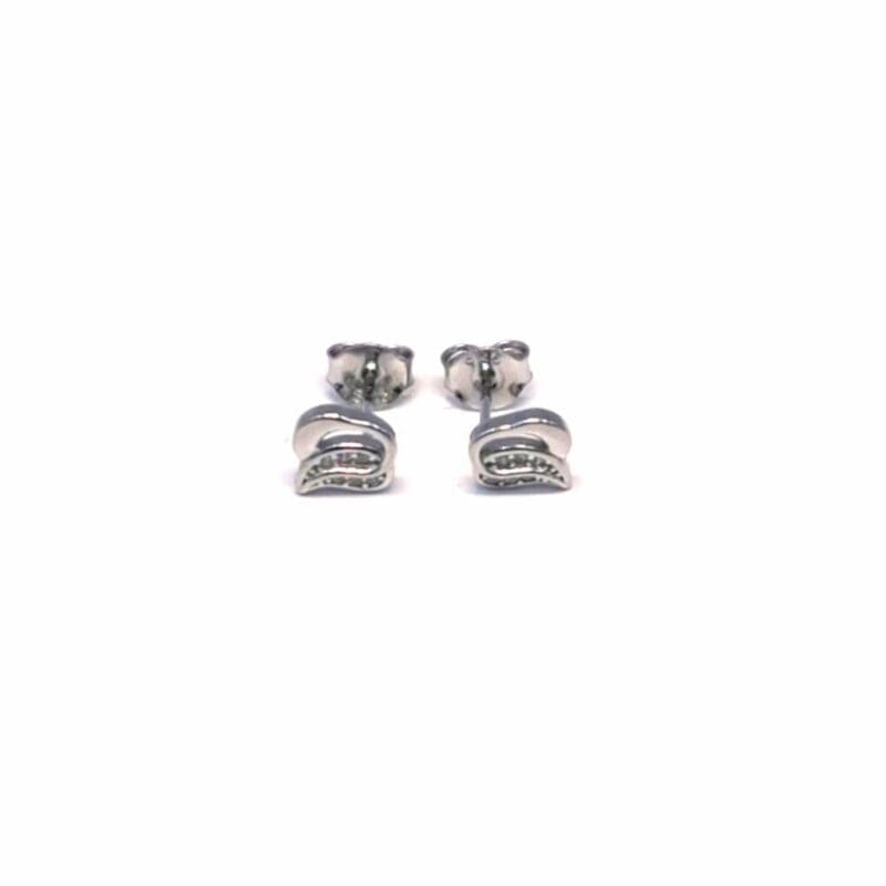 White stone layered leaf stud earrings in hallmarked, rhodium-plated 925 sterling silver – front view – DRESCHER Jewellery®
