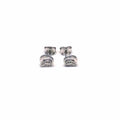 Silver white stone leaf stud earrings