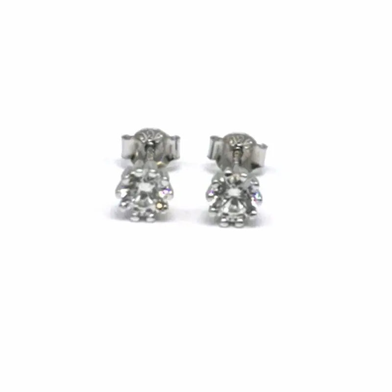 white stone eight claw earrings in hallmarked, rhodium-plated 925 sterling silver – front view – DRESCHER Jewellery®