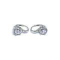 Silver white stone earrings with patent closure