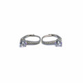 Silver white stone earrings with patent closure