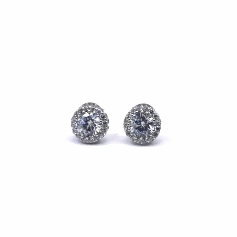 Silver white stone stud earrings