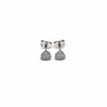 Silver white stone heart stud earrings