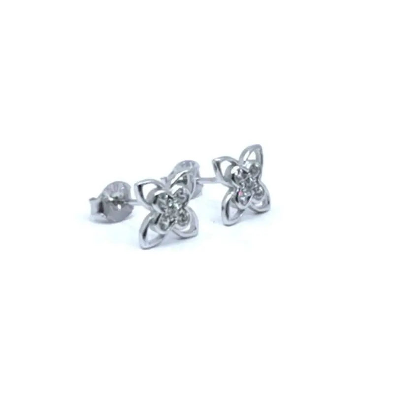 Silver white stone flower earrings