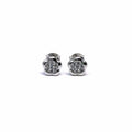 Silver white stone flower earrings